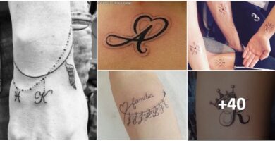 Lettere e iniziali dei tatuaggi del collage
