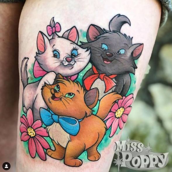 Miss Poppys Disney Happy Tattoos Aristocats kitties Tres Gatos Toulouse Berlioz y Marie