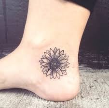Simple Cute and Aesthetic Black Sunflower Tattoos on Foot
