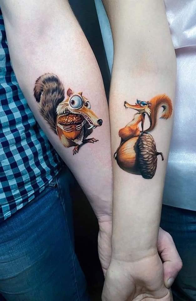 Tattoos für Charakterpaare und mehr Das Eiszeit-Eichhörnchen Scrat des 20. Jahrhunderts