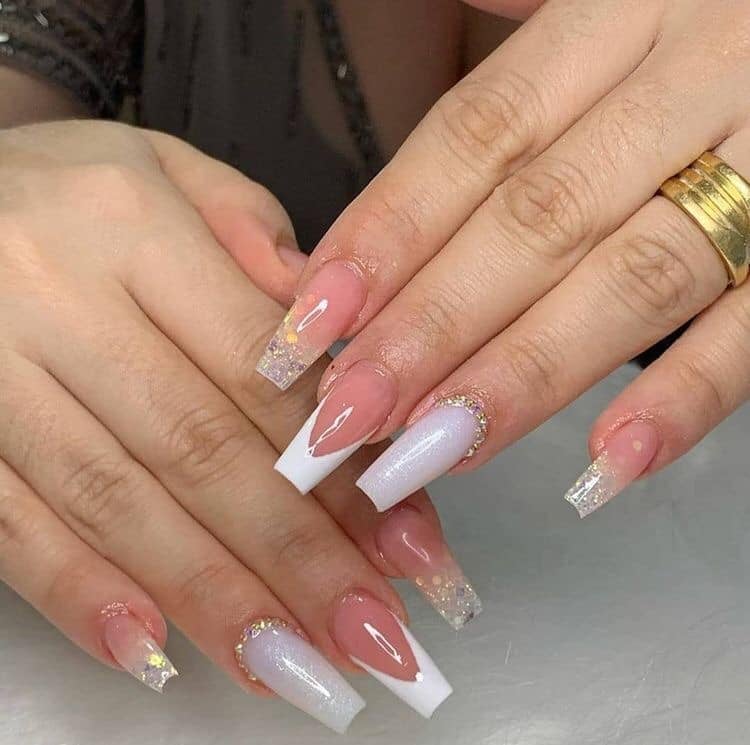 Vlanco Pink Silver Acrylic Nails