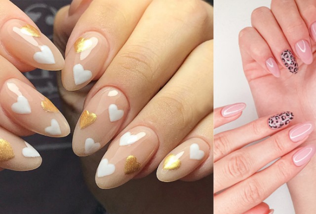 Some Acrylic Nails with white and yellow hearts