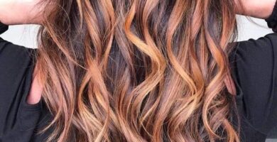 1 TOP 1 Cabello Castano Marron Claro Tinte Color largo con ondas reflejos mas claros