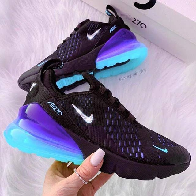 140 Nike Air 270 Noir Violet et Bleu clair Chaussures