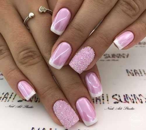 15 Some short decorated pink and white tips