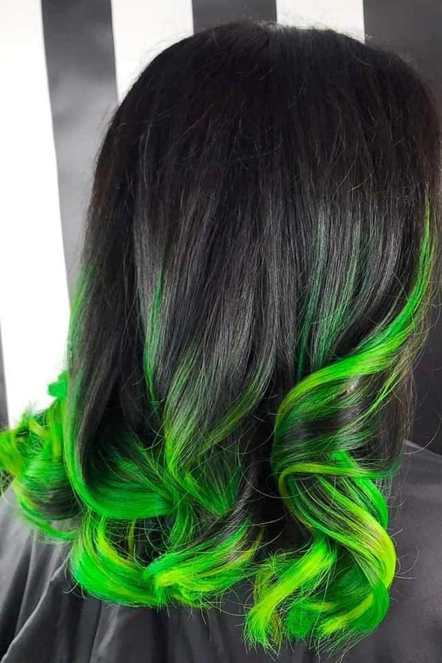 16 Green Hair Color Brunette Base Color Tips