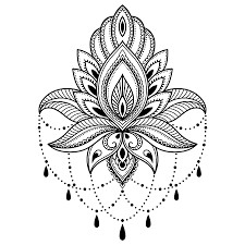 26 Modelli Schizzi per tatuaggi Fiore di loto con pendenti semplici