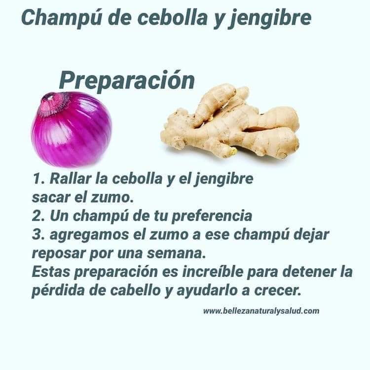 3 TOP 3 Remedios Caseros Champu de Cebolla y Jengibre para detener la caida del cabello y ayudarlo a crecer con cebolla y jengibre