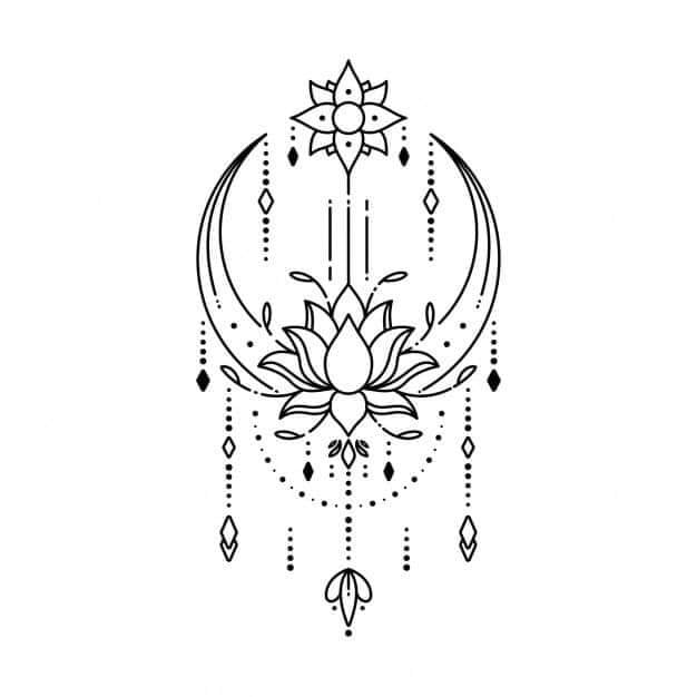 3 TOP 3 Tattoos the best designs Lotus Sketch Template with Angel Caller and Moon Dream Catcher