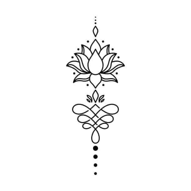 38 Vorlagen und Skizzen von Lotus- und Unalome-Tattoos und vier Punkten
