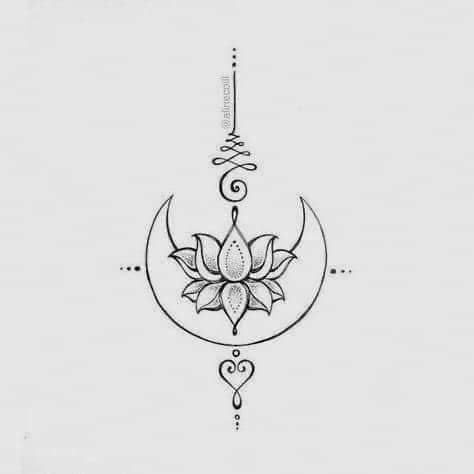 40 pochoirs et croquis de tatouage de lotus de lune