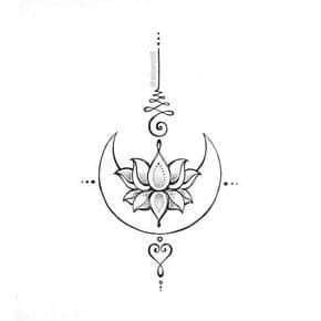 5 TOP 5 Tattoos the best designs Template Sketch Moon Unalome Lotus