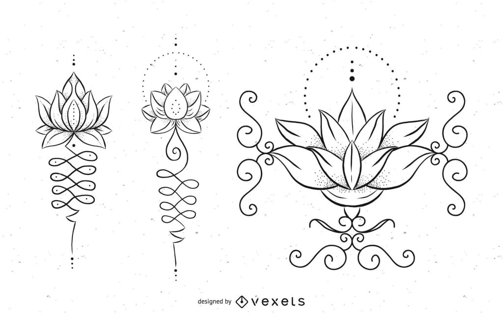 67 Stencils Esboços para tatuagens Unalome Lotus Flower tamanhos diferentes VEXELS