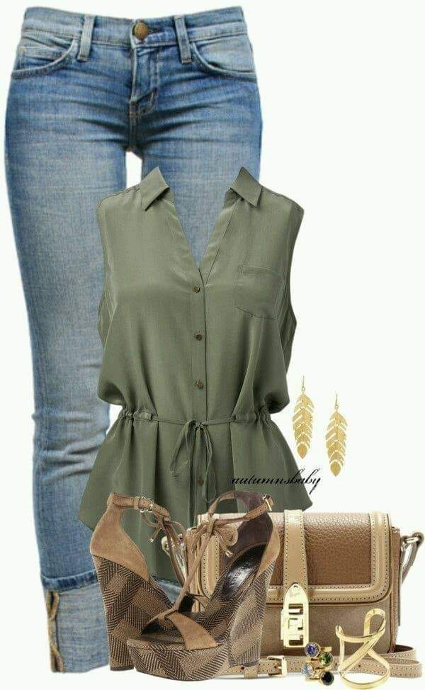 80s Outfit Military Green Dress with Jeans