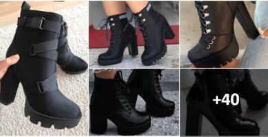 Collage Ankle Boots Black Women 1