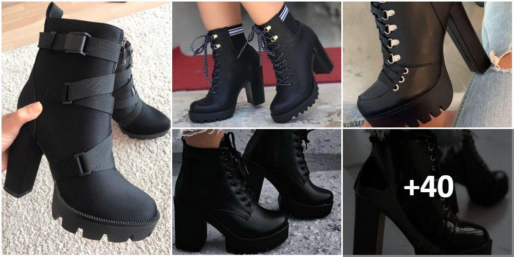 Collage Ankle Boots Black Women 1