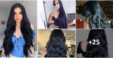 Collage mit schwarzem Haar, brünett