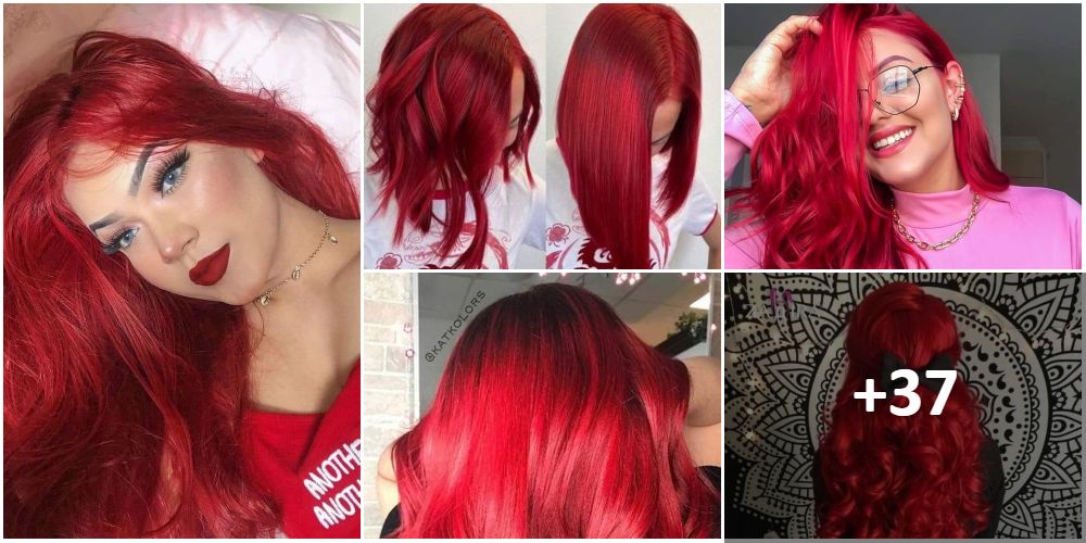 Rote Haarcollage