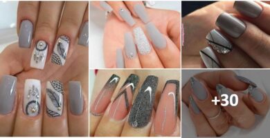 Collage di design per unghie grigie
