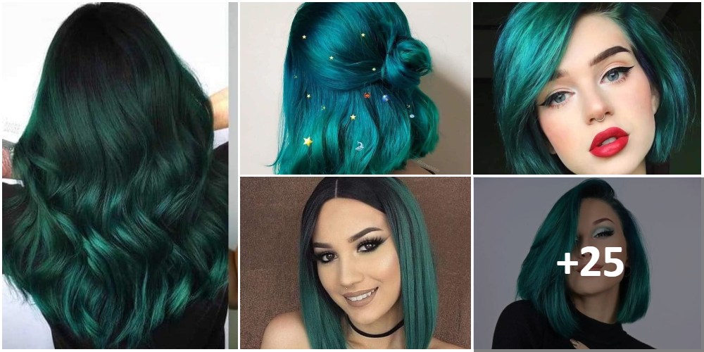 Collage Tattoos Haarfarbe Grün