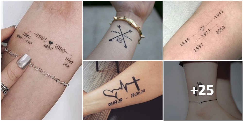 Collage di tatuaggi con date 1