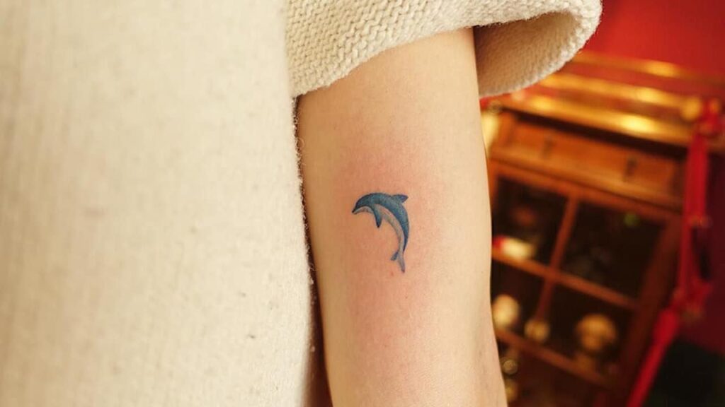 Kleine Delfin-Tattoos auf dem Arm