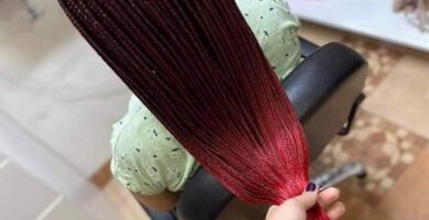 1 TOP 1 Trenzas Africanas Color Rojo en las Puntas Pelo Largo
