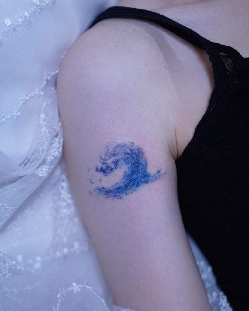 13 Blue Sea Waves Tattoos on Arm
