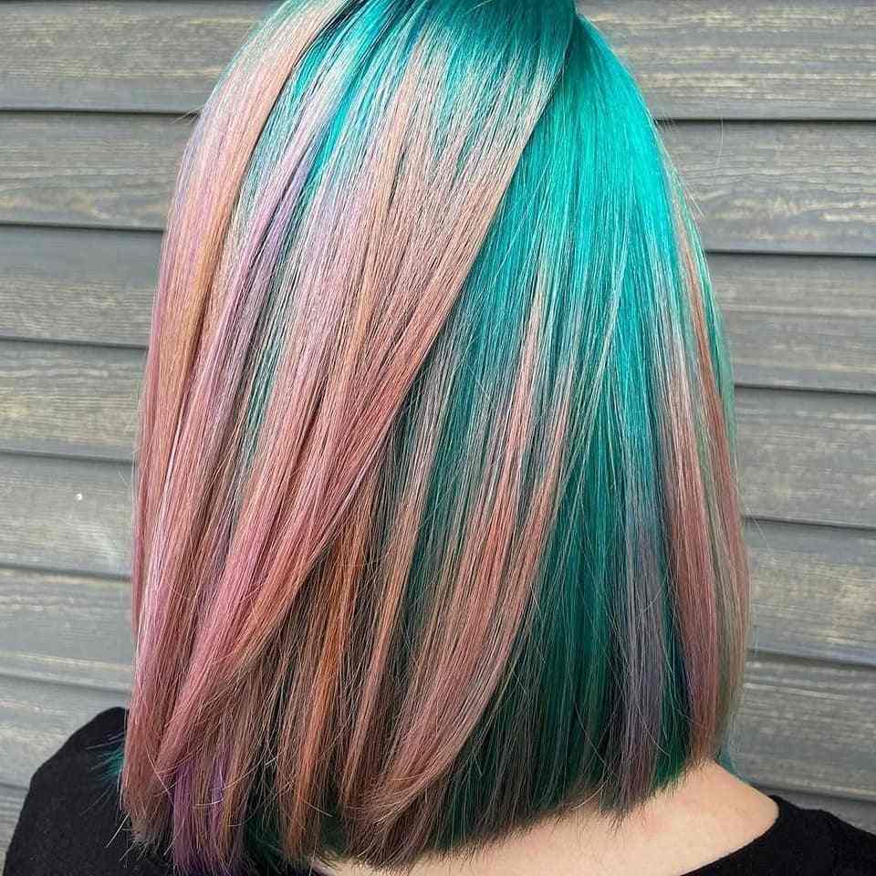 4 TOP 4 Colored Hair Base Cyan Celeste color and upper pale pink streaks