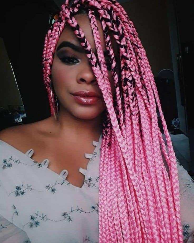 42 Pink and Black African Braids
