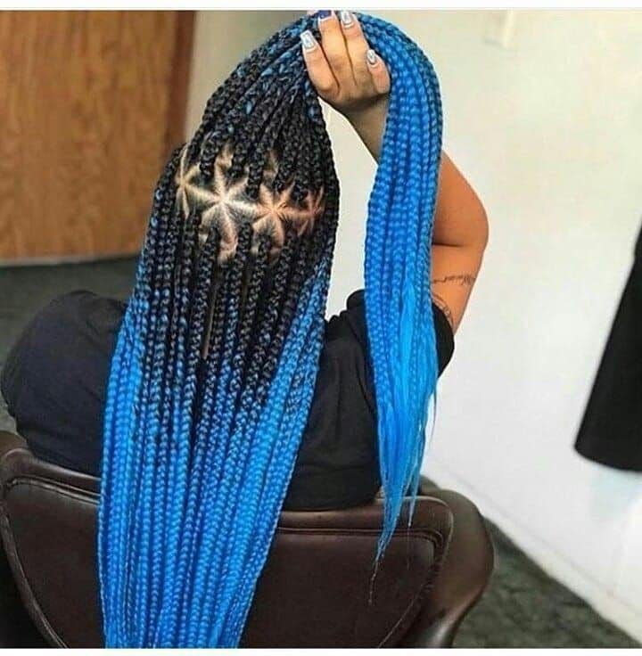 44 African Braids Black Base and strong Celestial tips
