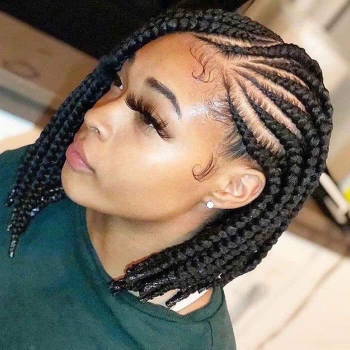7 African braids hairstyles for short hair tight at the dark base