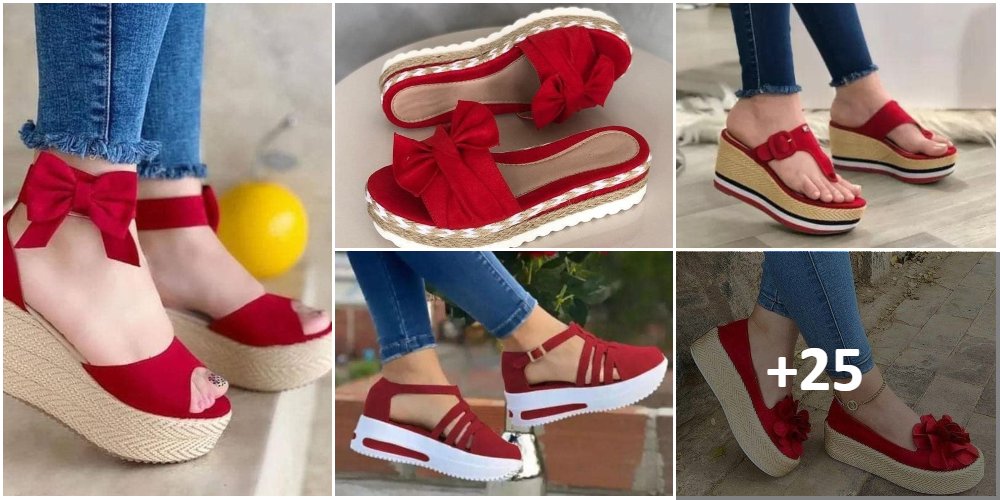 Collage Red Sandals Women