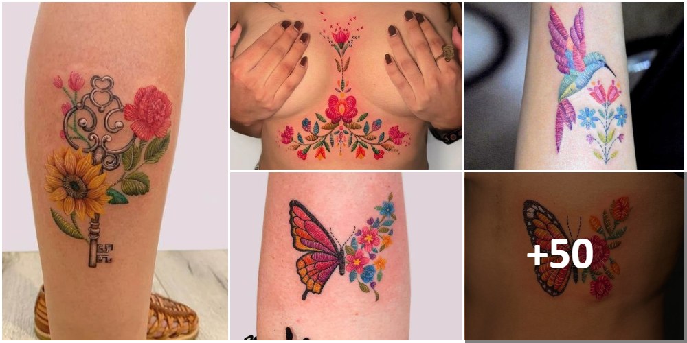 Collage Tattoos Stickerei-Künstlerin Fernanda Alvarez Art Mexico