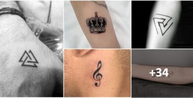 Colagem de pequenas tatuagens masculinas