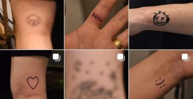 1 TOP 1 Tatuajes Pequenos Cute Tattoos Good is Love Carita con corona Smile doble Corazon Ola