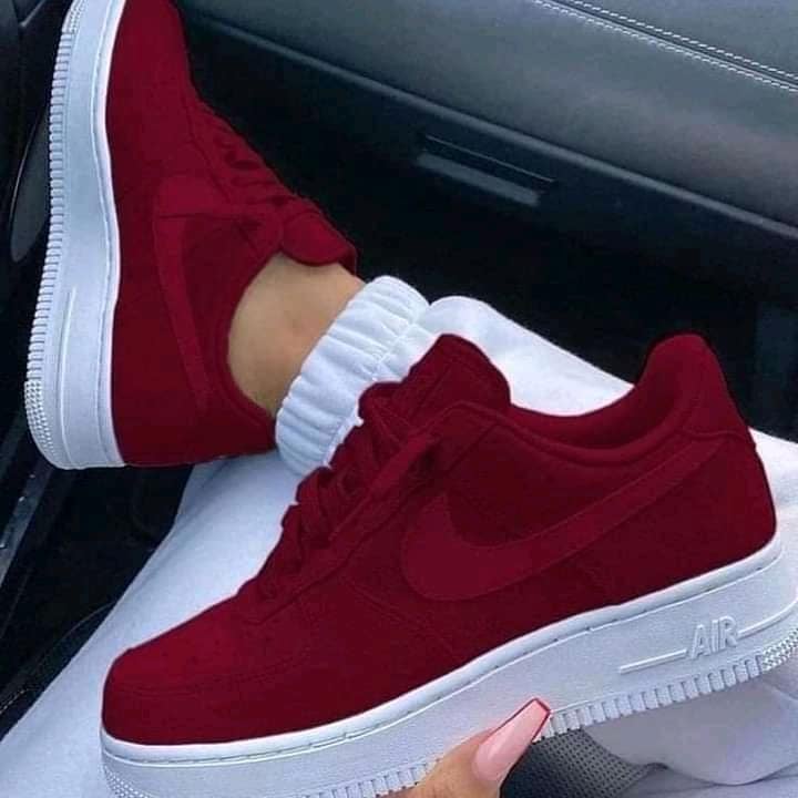 1 TOP 1 Nike Air Force Tennis Color Red Garnet Bordeaux Red Logo White Sole High