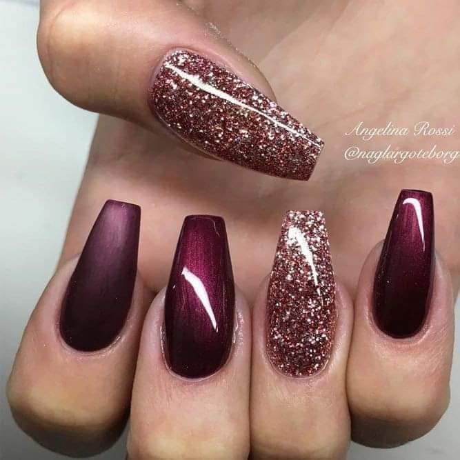 15 Some Wine Color One Matte others bright with Golden Glitter