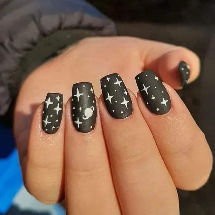 36 Black ones with white lunar stars and saturn planets