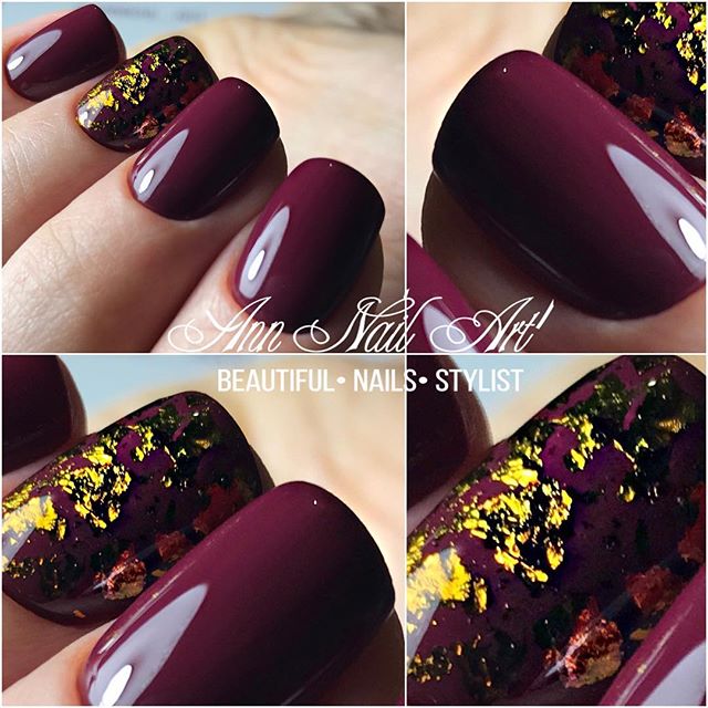 5 Marsala wine manicure with gold
