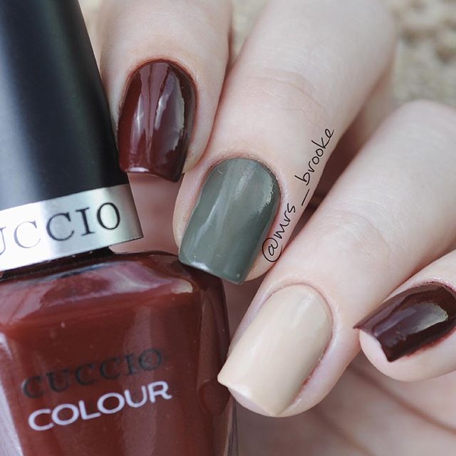 7 Marsala manicure with gray and beige
