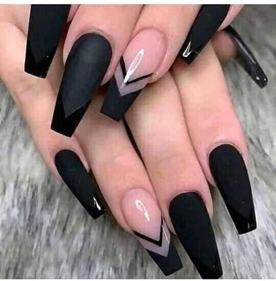 76 Black and Pink Decorated Nails