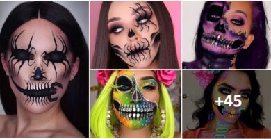 Colagem de maquiagem de Halloween