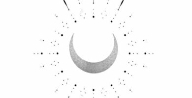 1 TOP 1 Boceto Plantilla Tatuaje de Luna difuminada con estrellas de puntos y lineas flechas