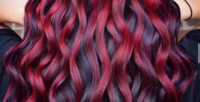 1 TOP 1 Ideas de Color para Cabello Ondulado Reflejos o Mechas Rojo Burdeos Borgona y Negro