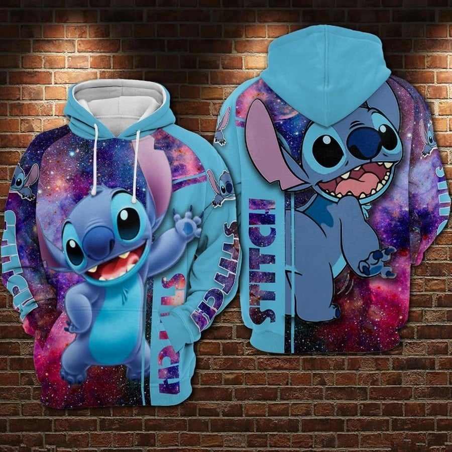 101 Jumpers with Stitch motif and background stars with hood