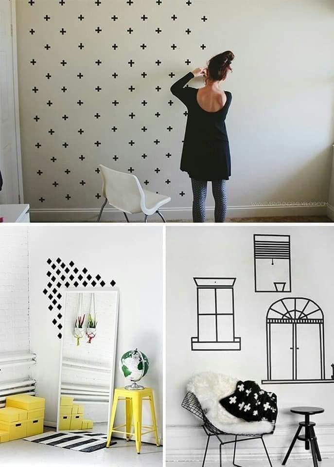 19 Designs and Decoration of Walls Black Crosses with Template in the form of Cross Rhombus