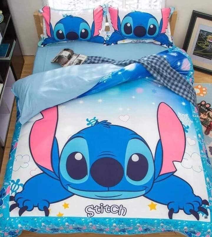 2 TOP 2 Stitch-Bettlaken und passendes Kissen für das Kinderzimmer