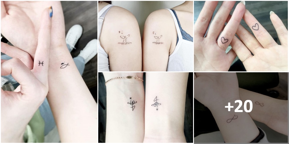 Colagem de pequenas tatuagens para amigos
