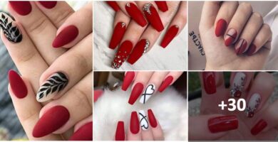Collage Red Gel Nails